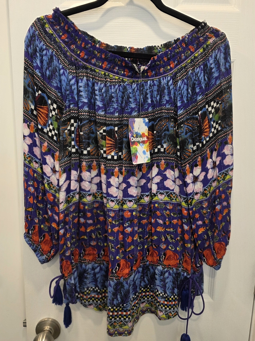 Desigual Multicolor Floral Print Blouse - Blue, Purple & Orange
